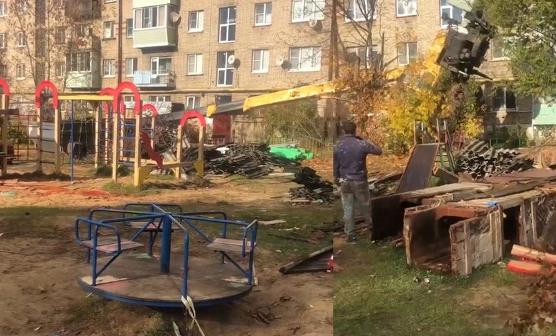 В Покрове Владимирской области рядом с детской площадкой упал кран 