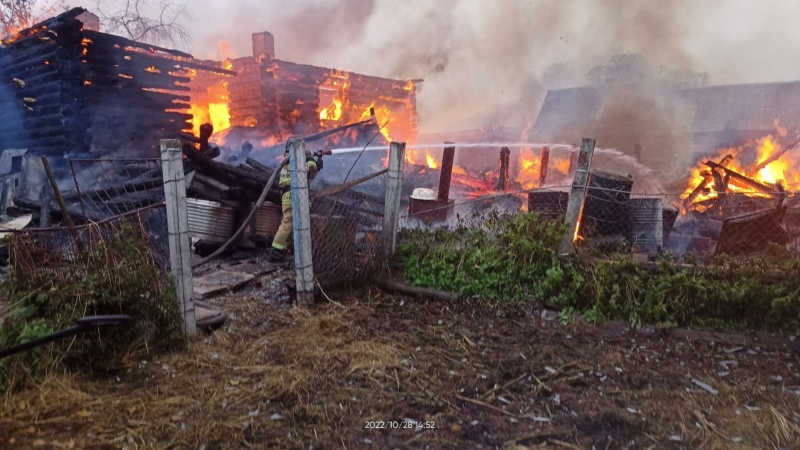 В Гусь-Хрустальном районе местные жители в результате пожара остались без дома и гаража