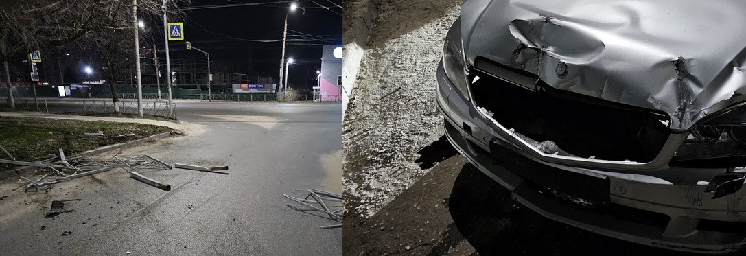 Автомобилист снес забор в Добром, уходя от погони