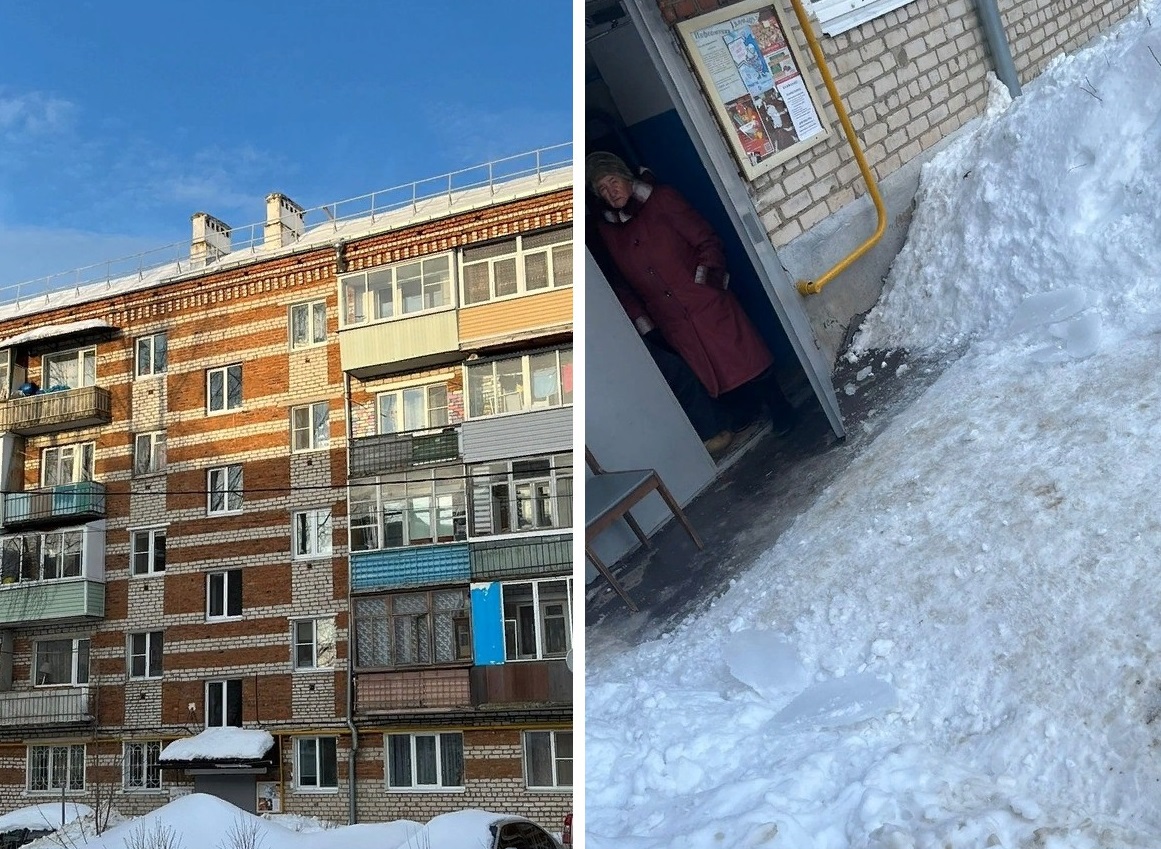 В Александровском районе на 85-летнюю пенсионерку упала снежно-ледяная масса 