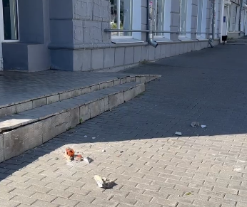 В центре Владимира куски облицовки здания падают прямо на тротуар