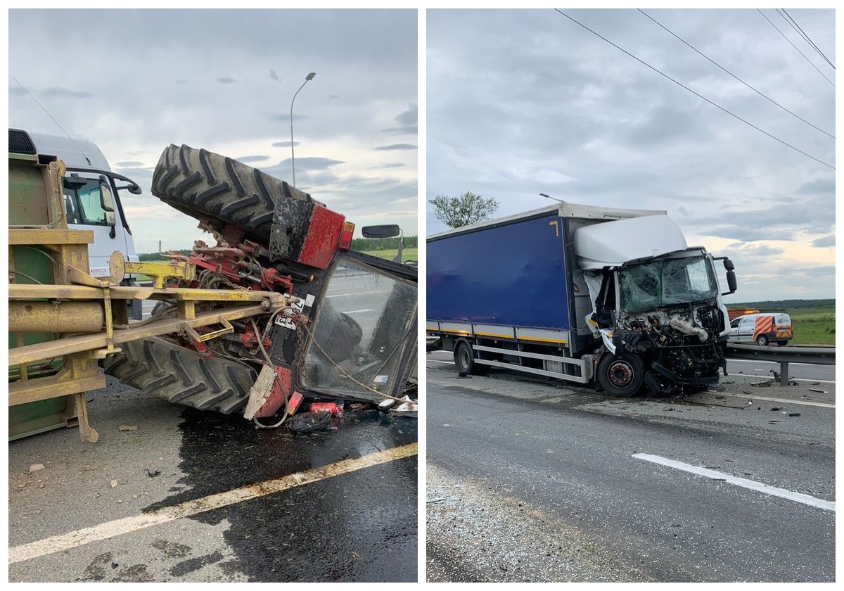 На трассе М-7 во Владимирской области фура опрокинула трактор