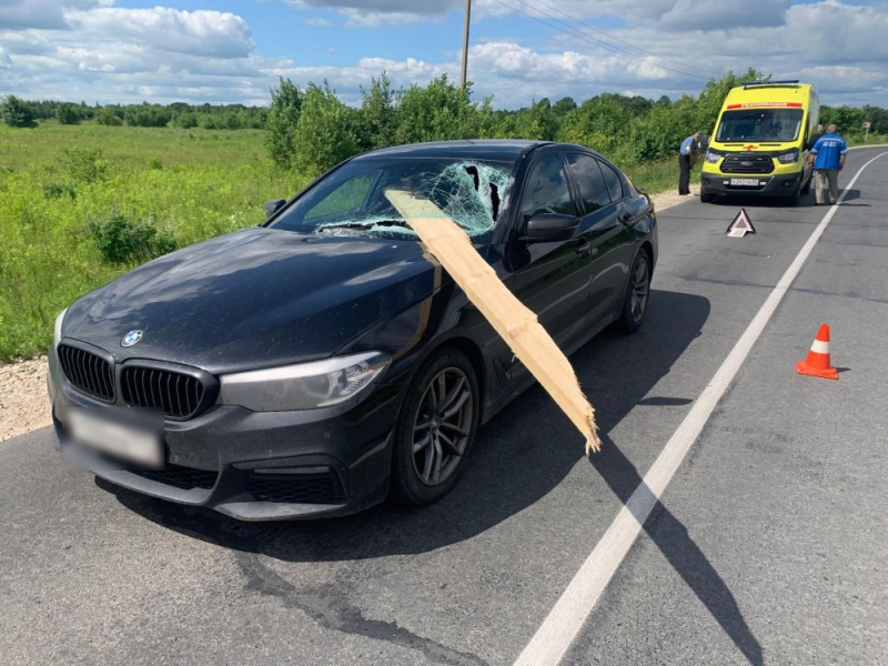 Во Владимирской области упавшая с автомобиля доска пробила лобовое стекло BMW