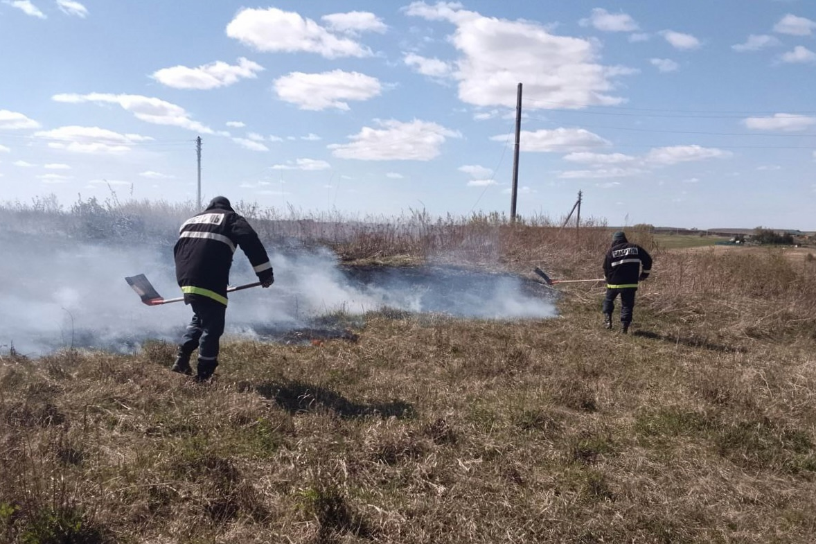 Спасатели потушили загоревшуюся траву в Суздальском районе