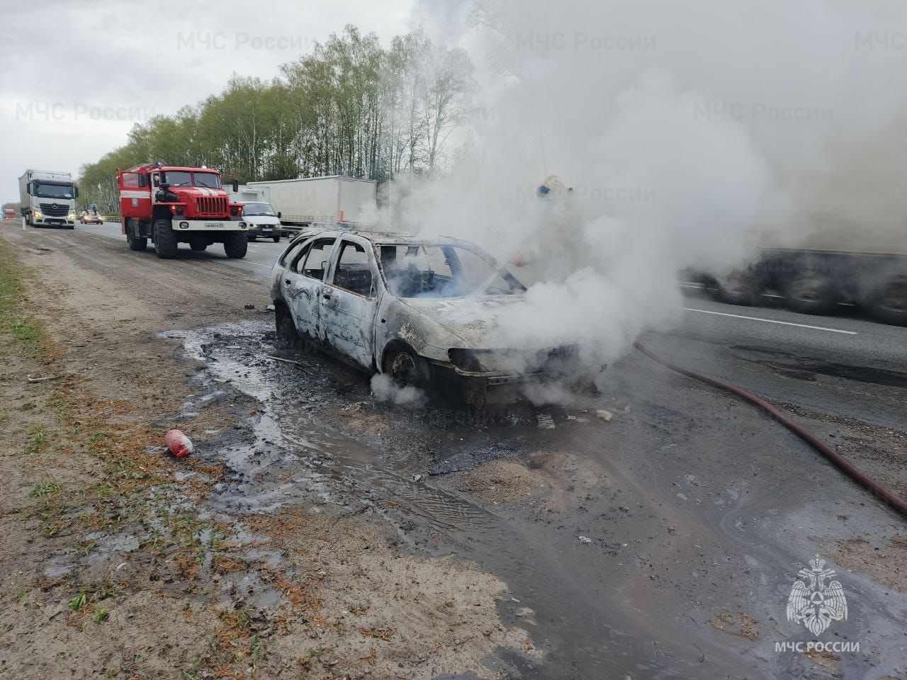 На трассе М-7 в Ковровском районе сгорел автомобиль