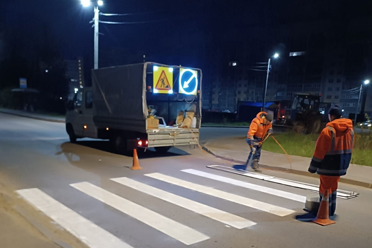 Во Владимире обновлена разметка на нескольких пешеходных переходах